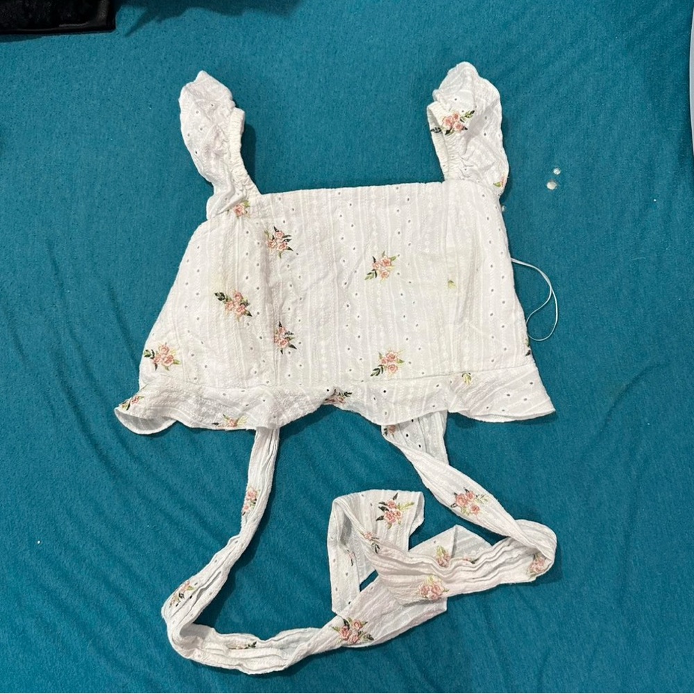 Floral White Crop Top